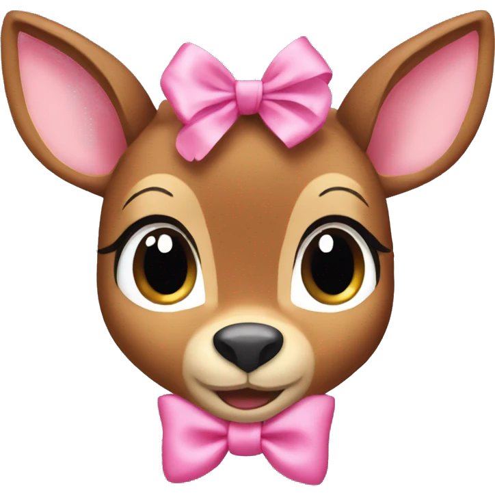 bambi with a pink bow and pink ears emoji