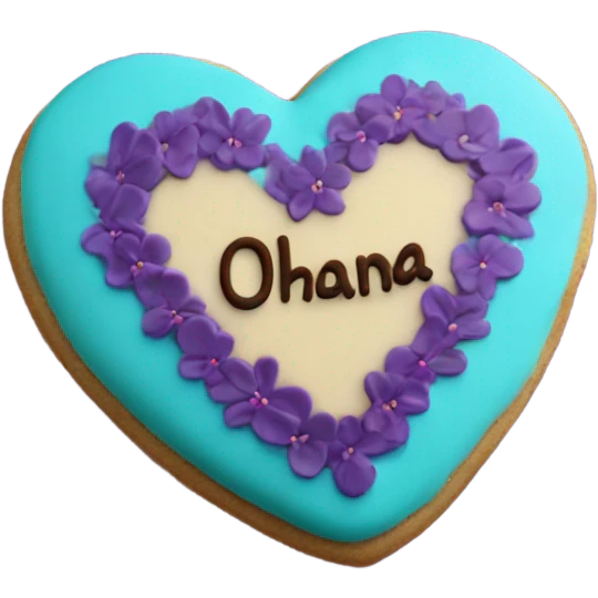 Teal purple Cookie heart with ohana emoji