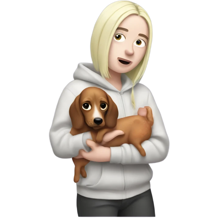 billie eilish holding a wiener dog emoji