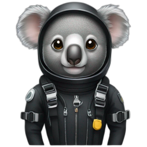 koala in black diving suit emoji
