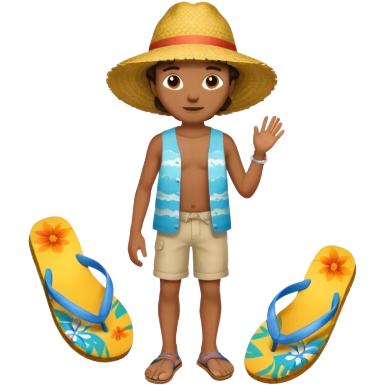 Créole réunionnais chapeau paille tong au pieds  emoji