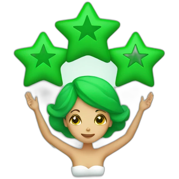 Green women holding three stars above head emoji