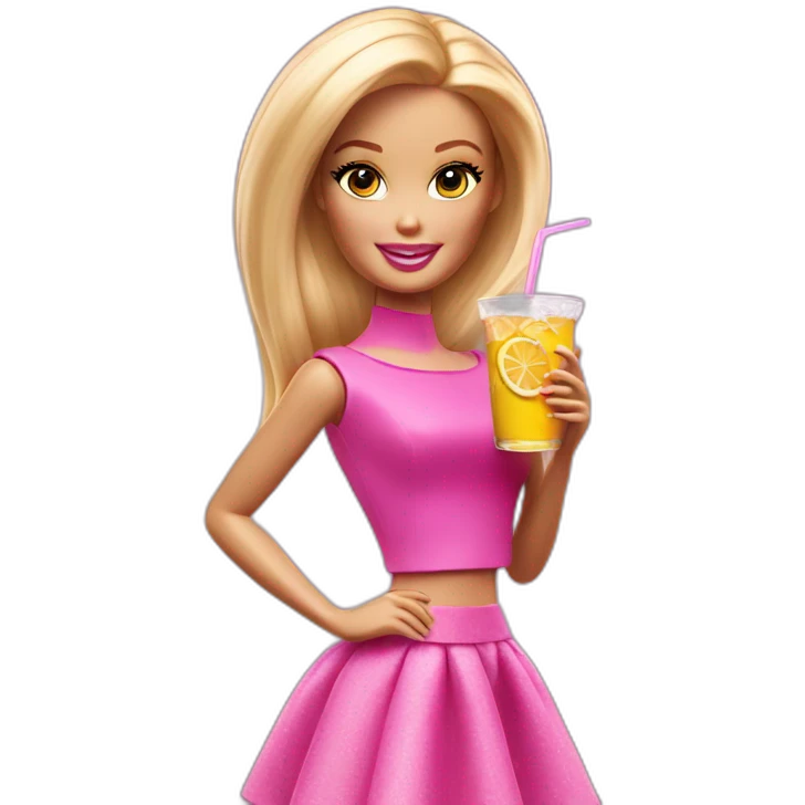 barbie with drink emoji