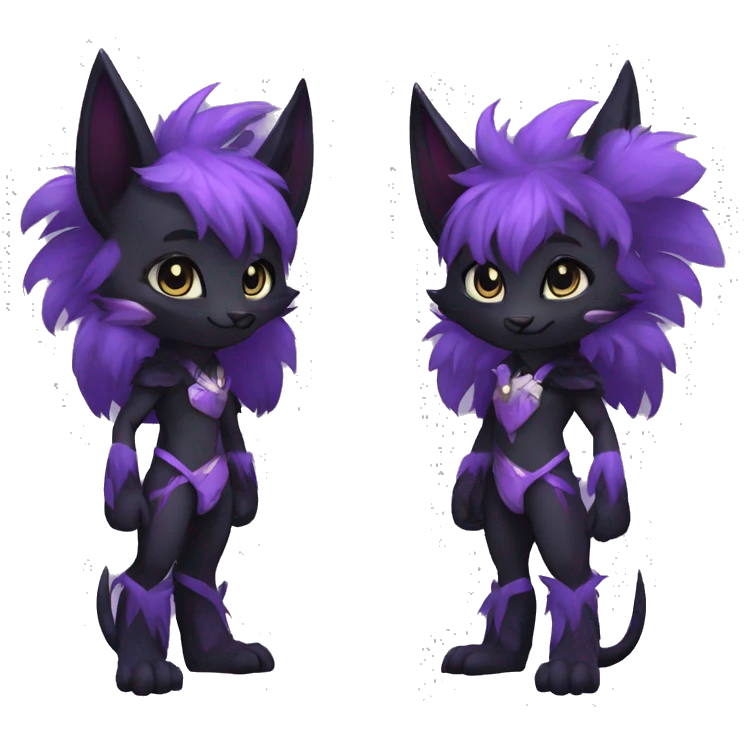 Anthro-Edgy-Cool-Black-Purple-Contrast-Colors-Fantasy-Fur-Sona-Chibi-Shiny-Fakémon-Hybrid full body emoji