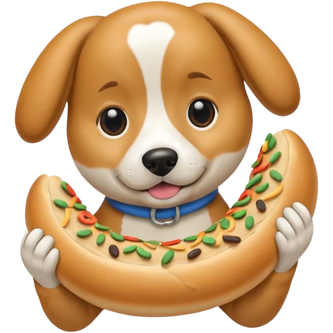 dog holding bagel emoji