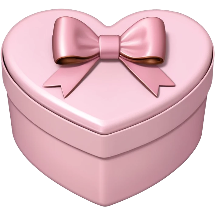 pale pink heart box, pale pink bow, filled with chocolates inside emoji