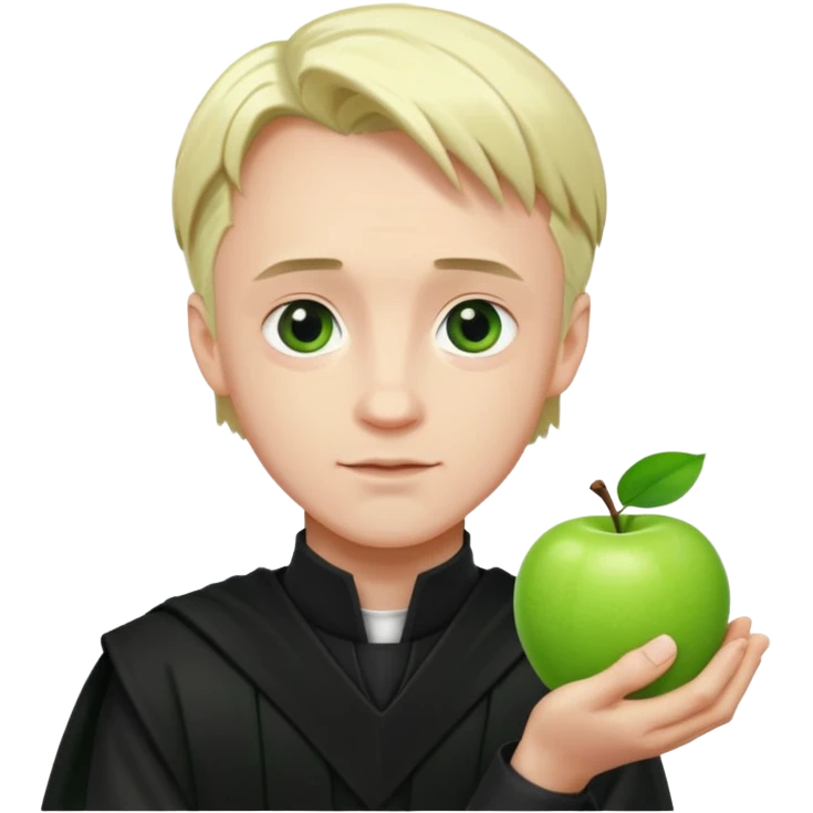 draco malfoy with green apple in his hand emoji