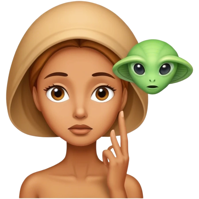 woman thinking of aliens emoji