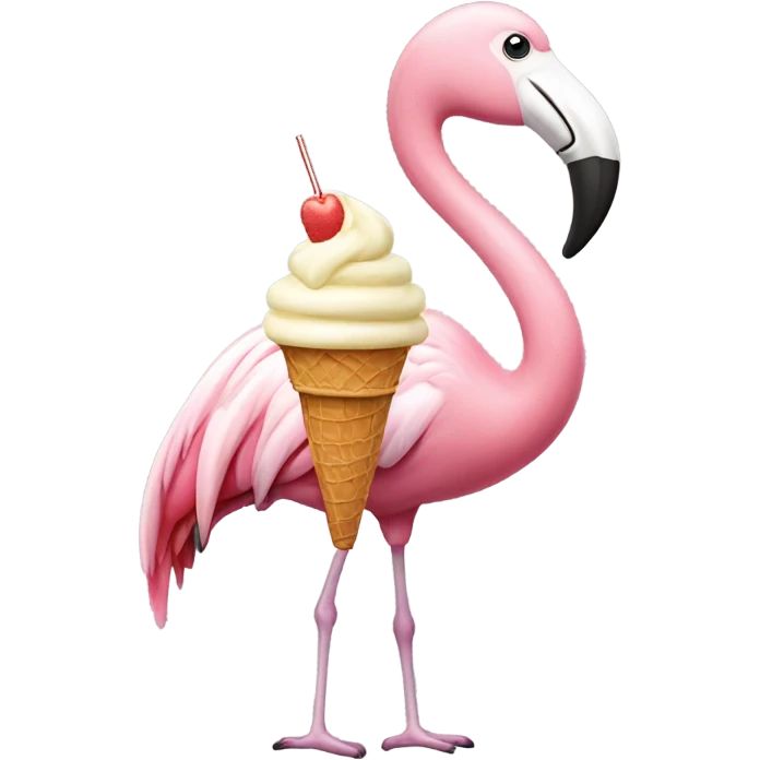 a flamingo eating an ice cream cone  emoji