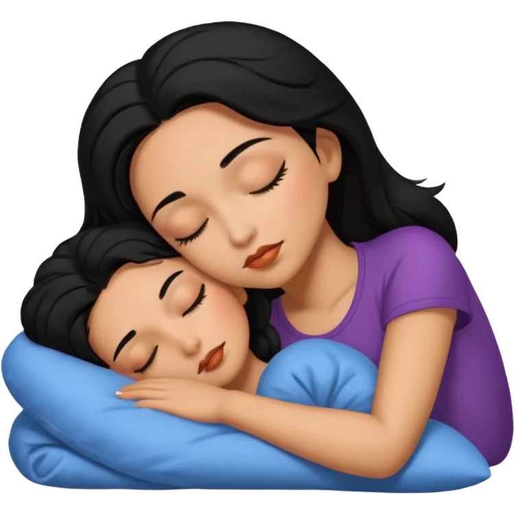 female character sleeping with full makeup with black or brown hair emoji