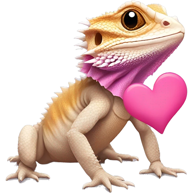 Bearded dragon with pink hearts and super cute emoji