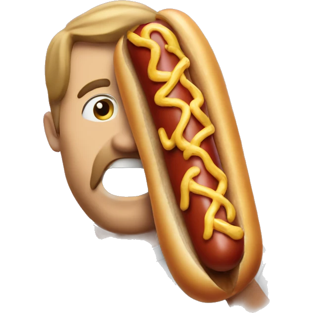 Huge hotdog in mouth emoji