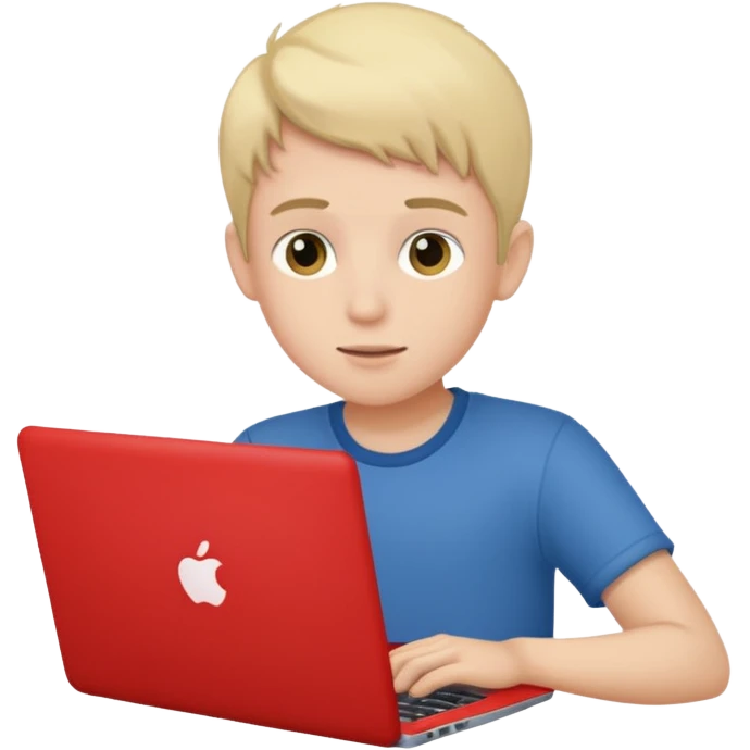 boy with laptop. emoji