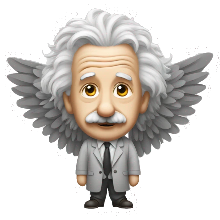 Albert Einstein with a pair of wings emoji