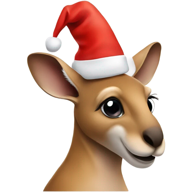 Kangaroo in a Santa hat emoji