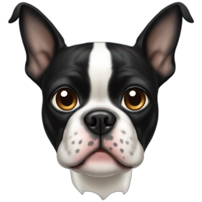 Boston terrier with one black eye emoji