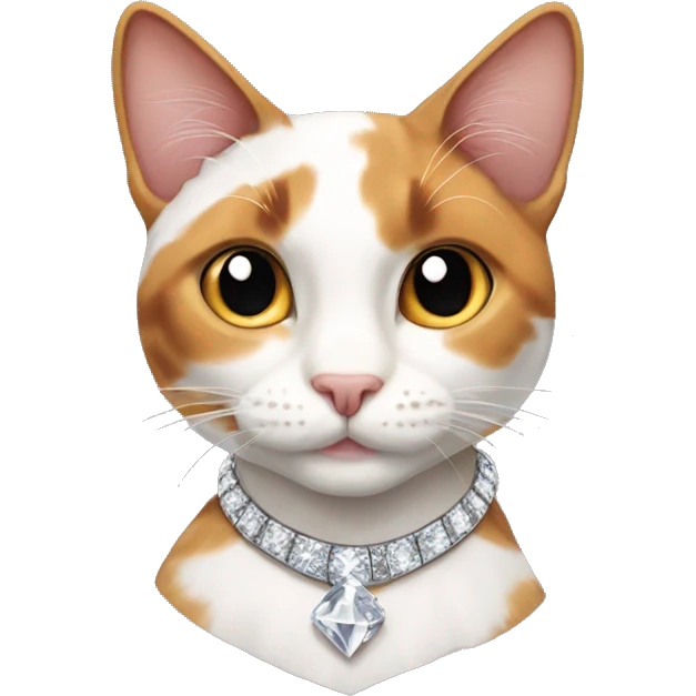 Calico cat with diamond collar emoji