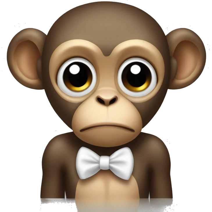 Monkey with sad eyes and white bow on side of head  emoji