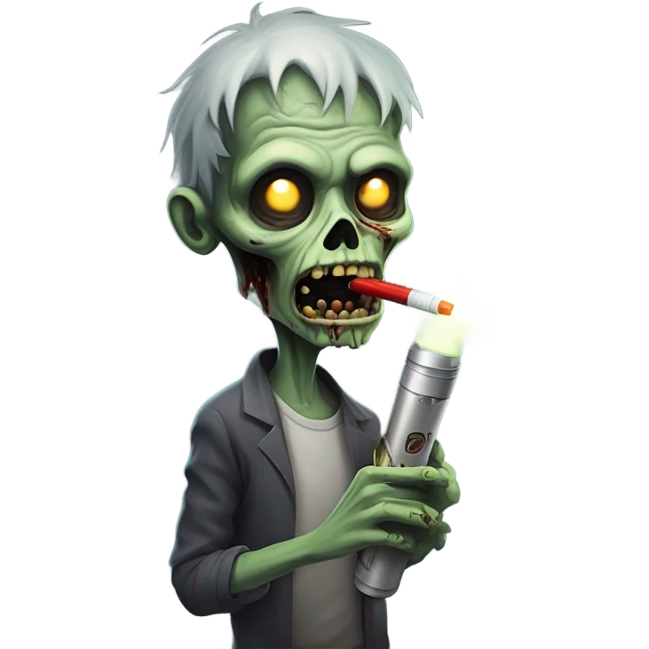 Zombie smoking a vape in a Smokey room  emoji