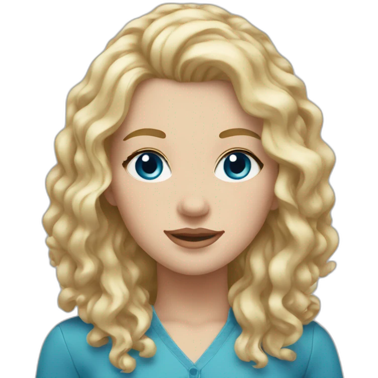 white girl with blonde wavy hair and blue eyes emoji