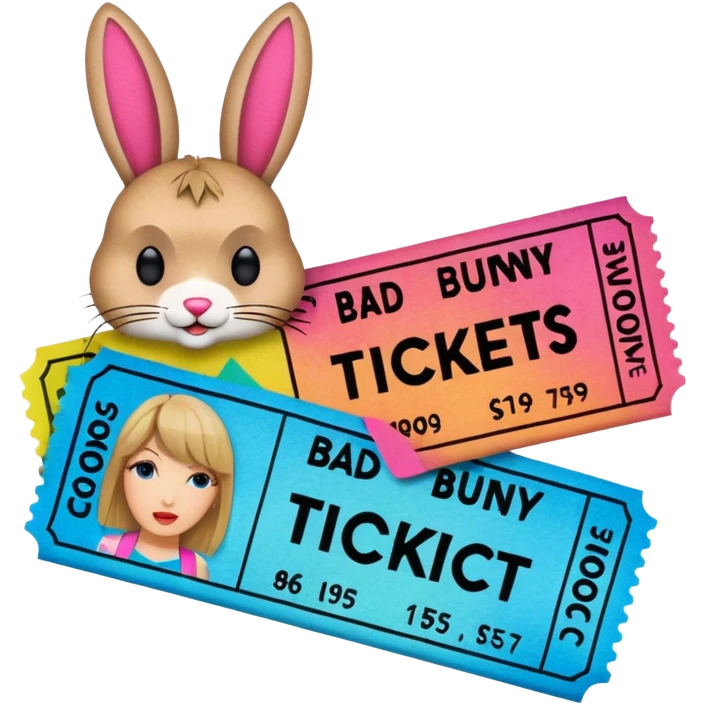 bad bunny and taylor swift concert tickers emoji