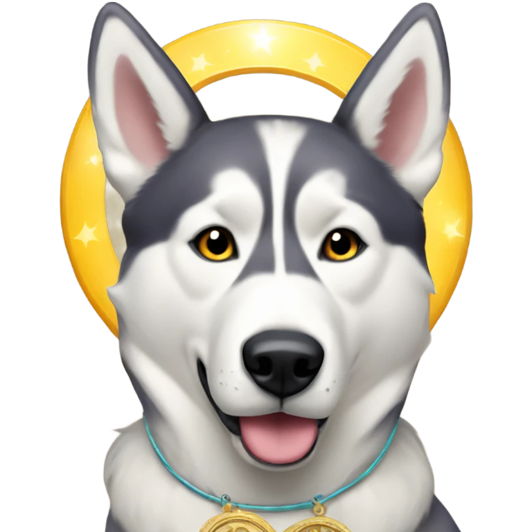 Husky with a saint halo above head in New Orleans  emoji