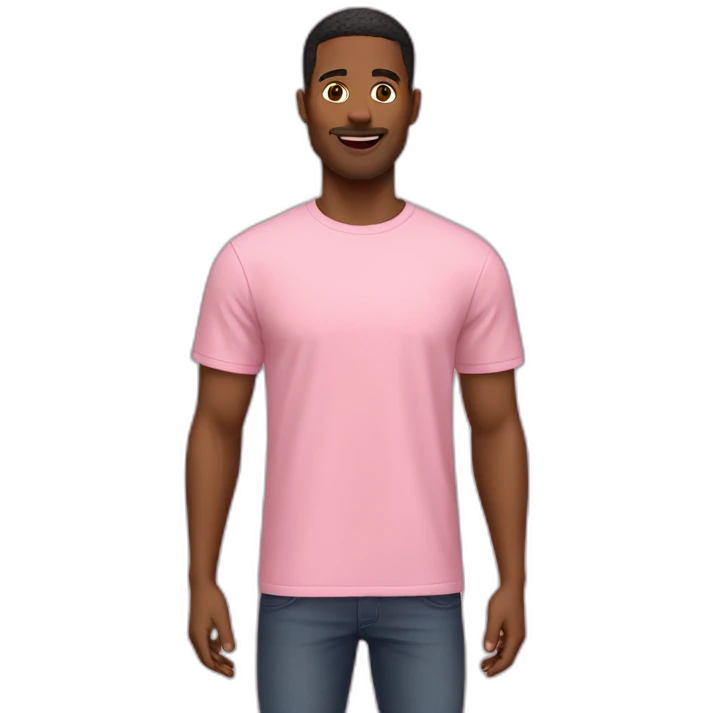 Homme avec un t-shirt rose emoji