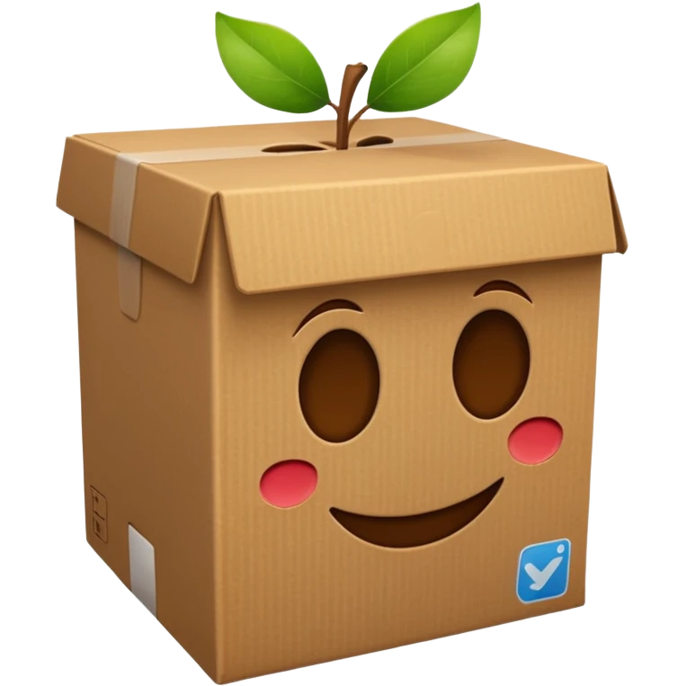 closed cardboard box, Apple style emoji emoji