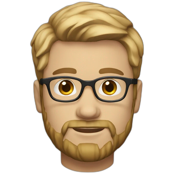 white male 25 years old straight dark blond hair glasses and little beard emoji