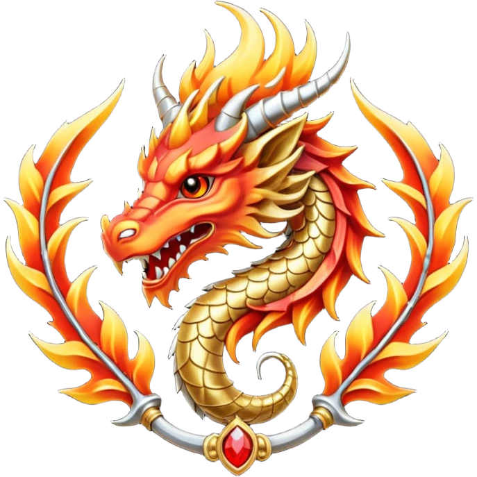 Simple fiery royal Dragon crest/brosch emoji