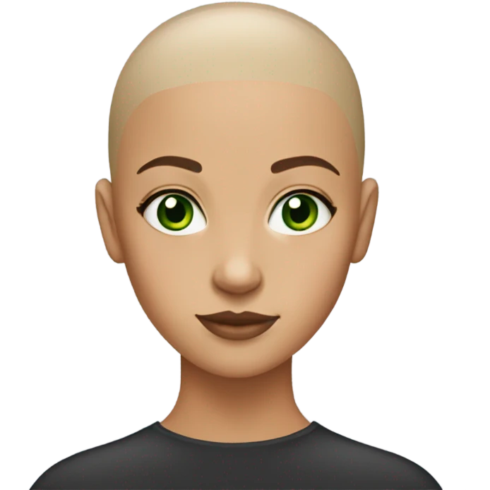 girl bald with no sourcils and green eyes lightskin emoji