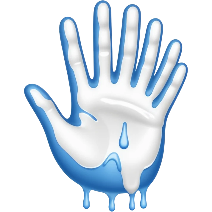 Hand cover and white stuff dripping  emoji