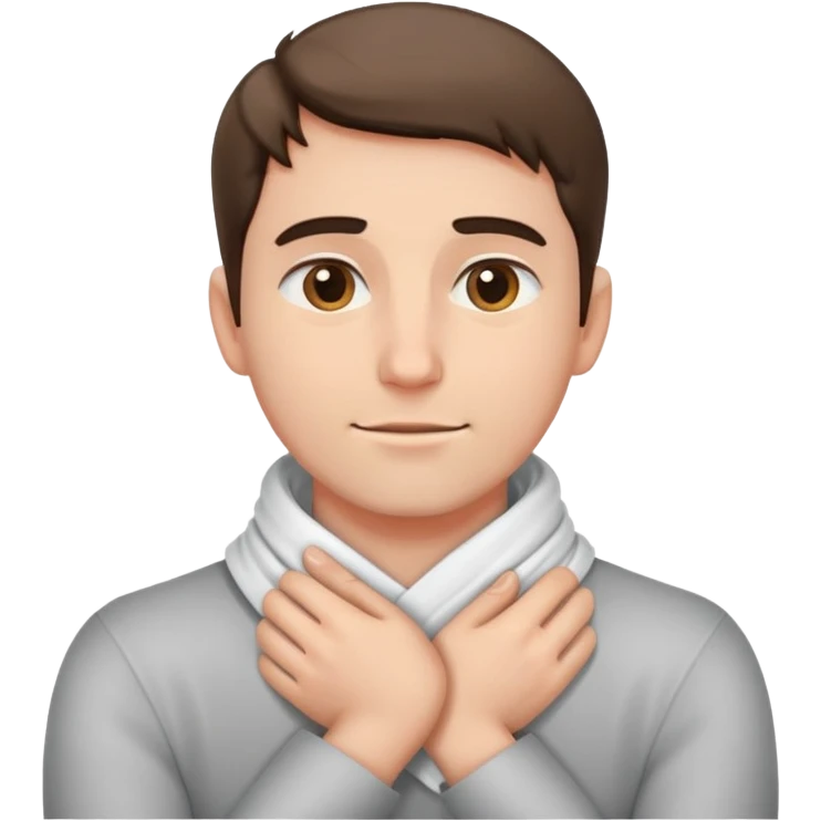 Guy wrapping hands around neck  emoji