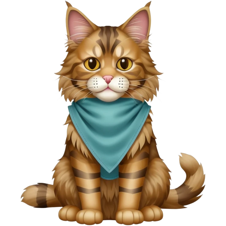 Maine Coon cat full body sitting with a mask emoji