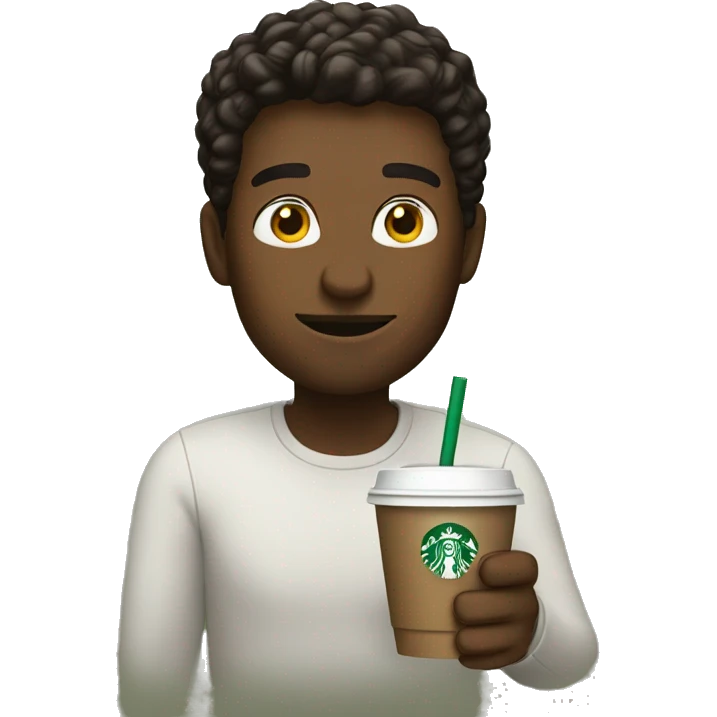 Man drinking Starbucks emoji