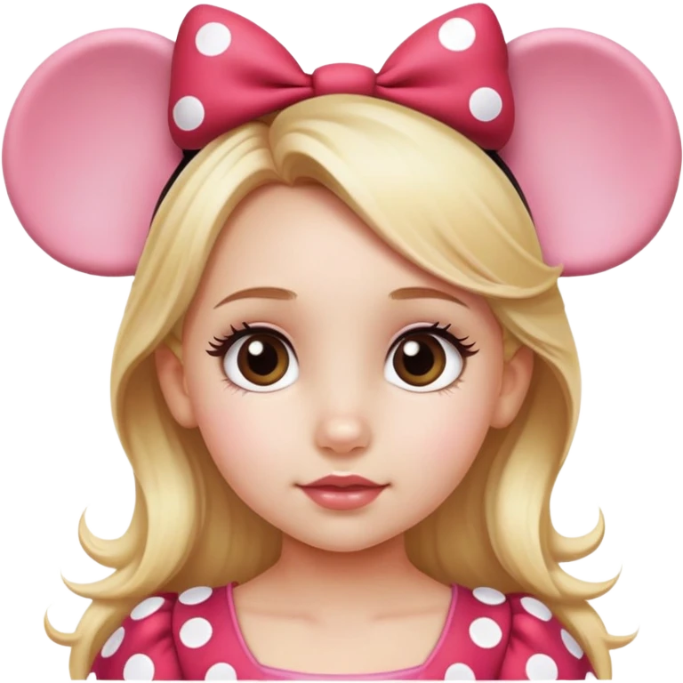 Little girl Hazel eyes blonde hair Minnie mouse ears emoji