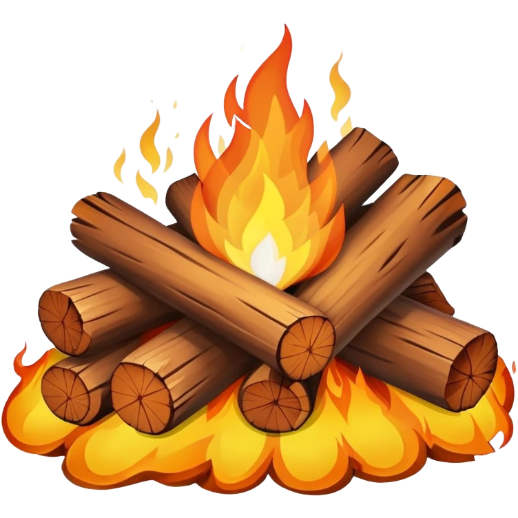 campfire with logs and flames emoji