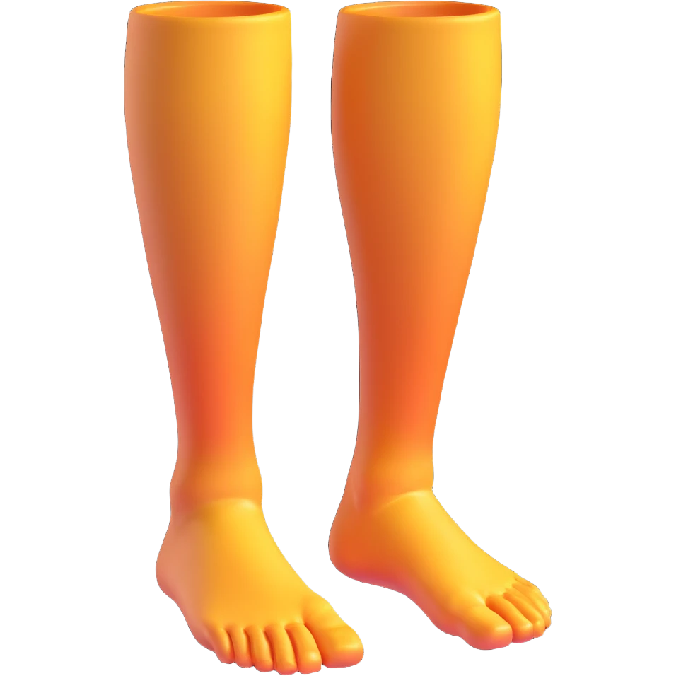 Make a leg emoji that looks exactly like the reference image, in iOS emoji style. 3D, shiny, smooth gradients, soft shadows, realistic leg and foot, classic emoji look. emoji