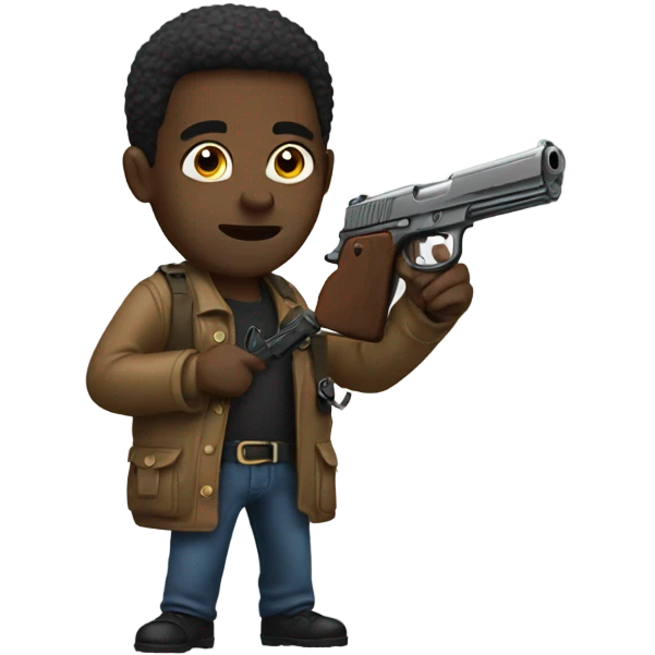black guy with gun emoji