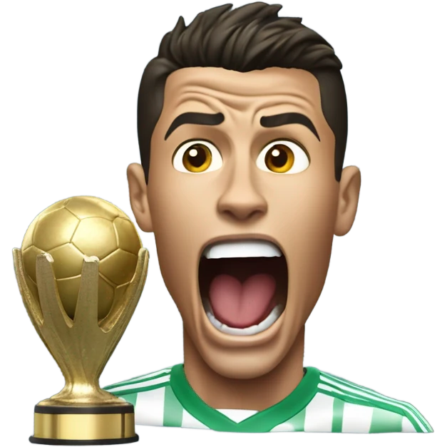 cristiano ronaldo, screaming, trophy emoji