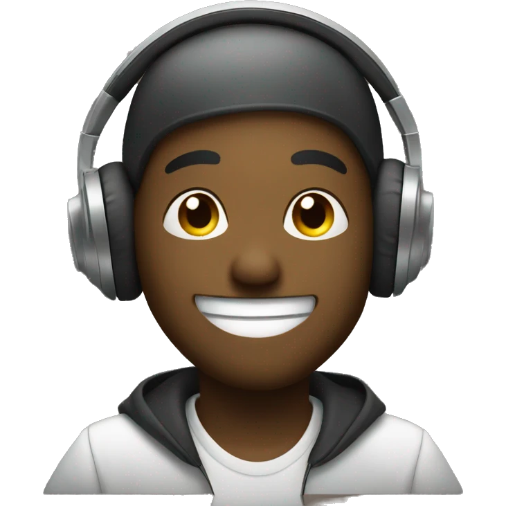 Cartoon dj listening music happily emoji
