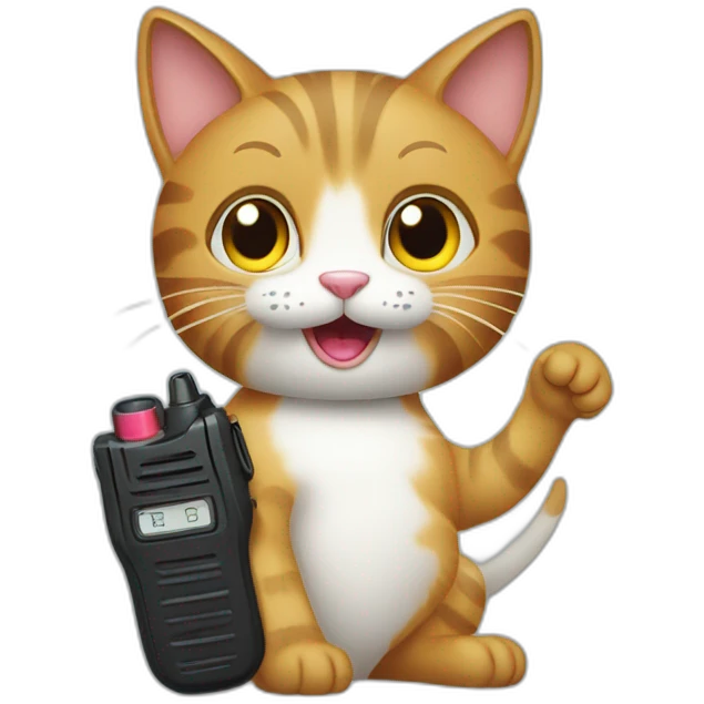 a cat holding a walkie talkie emoji