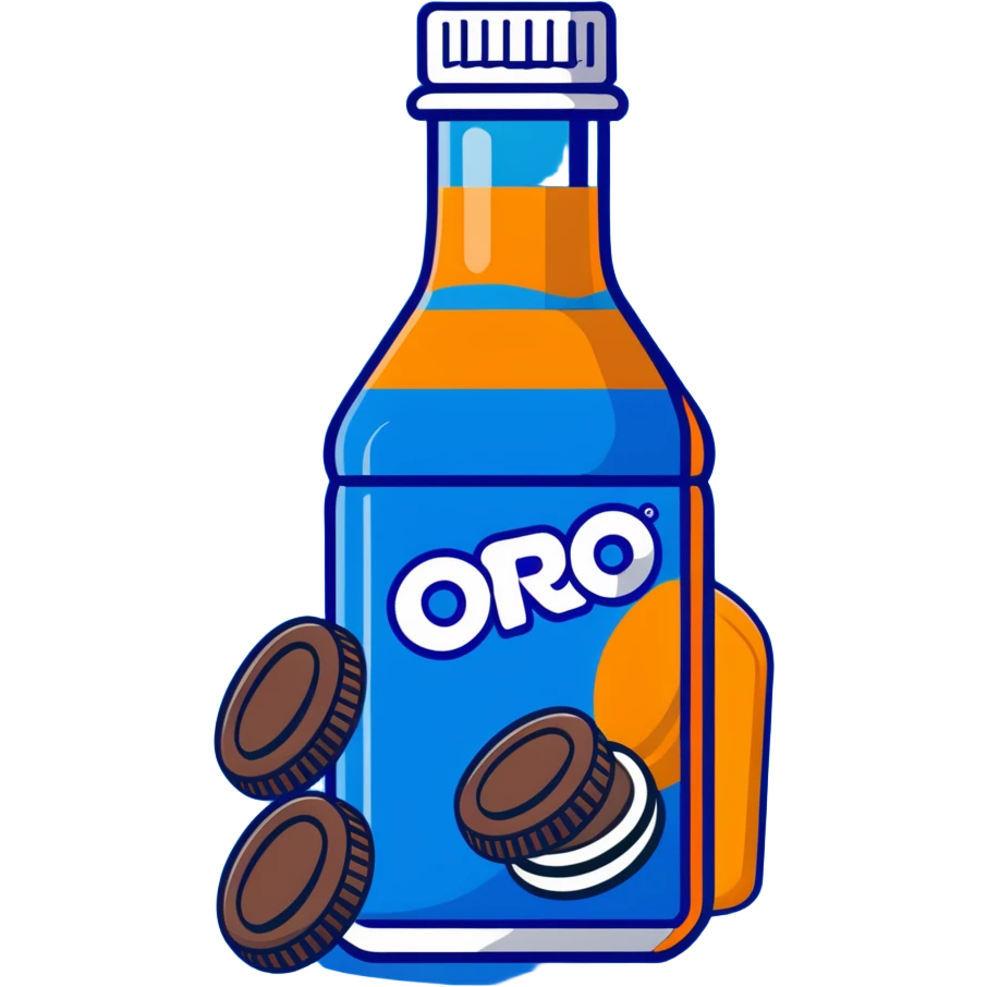 orange juice bottle with Oreo cookies emoji