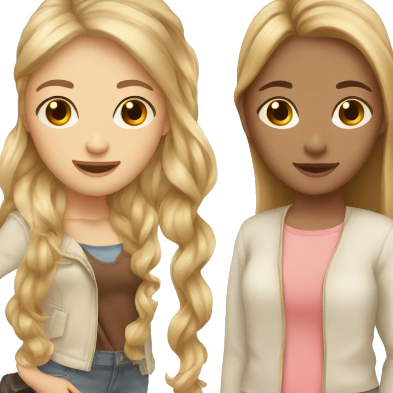 two girl best friends one with brown hair and one with blonde emoji