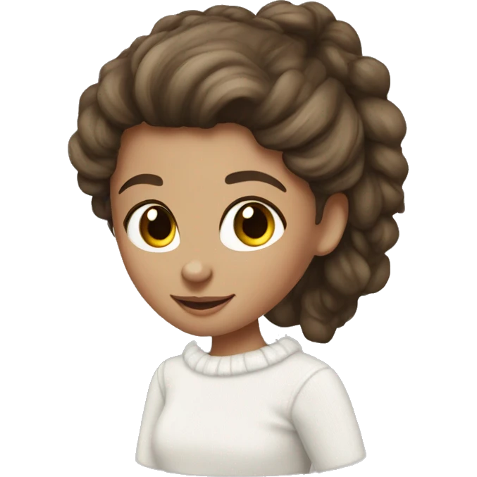 Sweet brunette girl white white sweater emoji