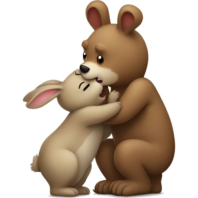 Bear kissing rabbit emoji