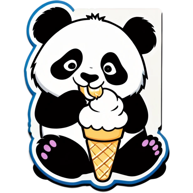 Panda eating ice cream emoji