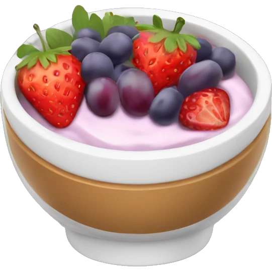 fruit yogurt bowl with strawberries and grapes emoji