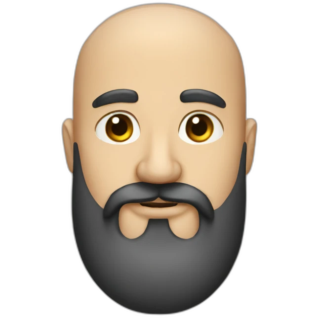 one bald man with moustache and long black beard emoji