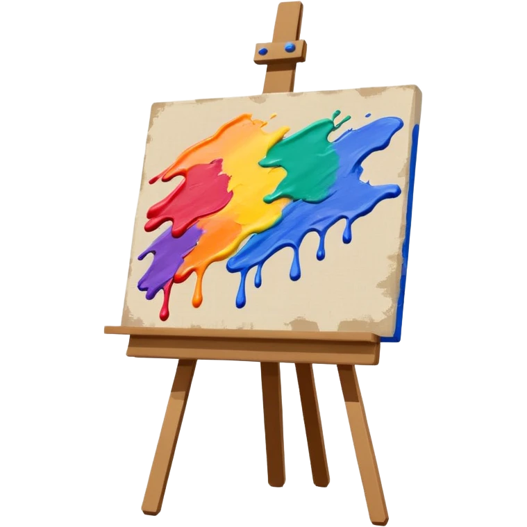 canvas on an easel with paint strokes emoji